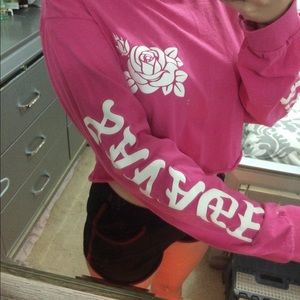 Pink savage long sleeve crop top